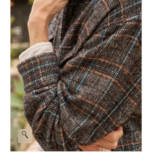 FRANK & EILEEN Sz M Medium Gavin Wool Blend Boucle Plaid Shirt Jacket - Picture 10 of 12